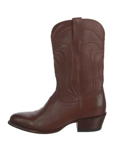 Pre-owned Tecovas Leather Western Boots In Brown