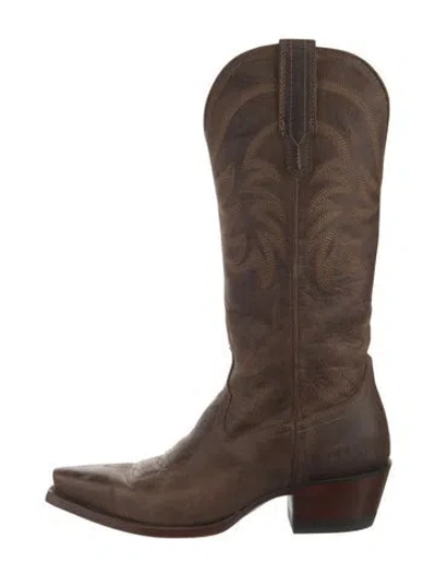 Pre-owned Tecovas Leather Western Boots In Brown