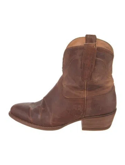 Pre-owned Tecovas Leather Western Boots In Brown