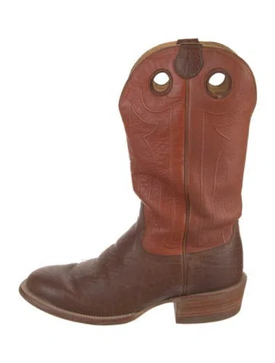Pre-owned Tecovas Leather Western Boots In Brown