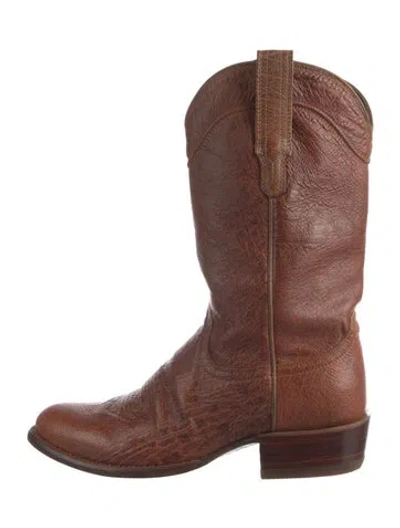 Pre-owned Tecovas Leather Western Boots In Brown