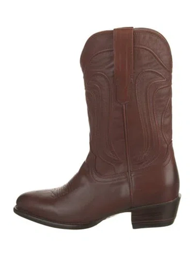 Pre-owned Tecovas Leather Western Boots In Brown
