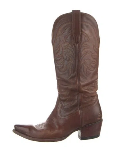Pre-owned Tecovas Leather Western Boots In Brown