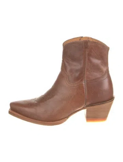 Pre-owned Tecovas Leather Western Boots In Brown