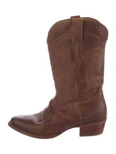 Pre-owned Tecovas Leather Western Boots In Brown