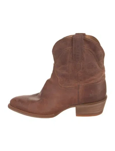 Pre-owned Tecovas Leather Western Boots In Brown