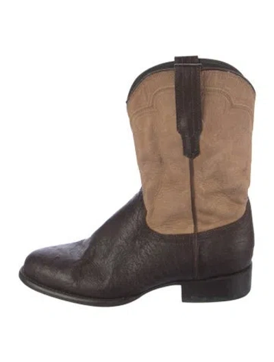 Pre-owned Tecovas Leather Western Boots In Brown