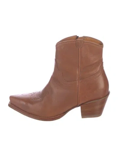 Pre-owned Tecovas Leather Western Boots In Brown