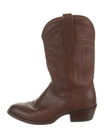 Pre-owned Tecovas Leather Western Boots In Brown