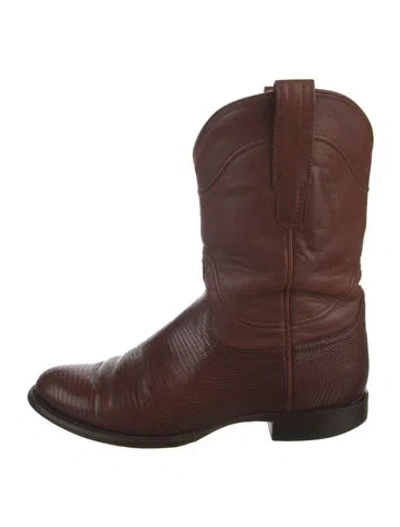 Pre-owned Tecovas Leather Western Boots In Brown