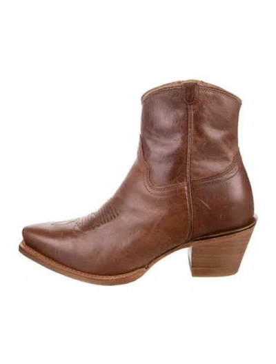 Pre-owned Tecovas Leather Western Boots In Brown