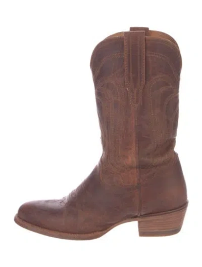 Pre-owned Tecovas Leather Western Boots In Brown