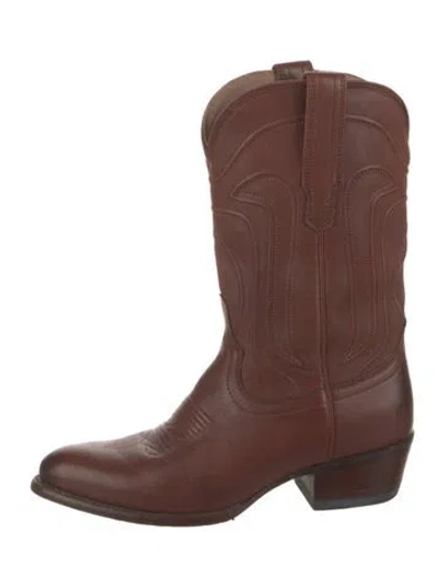 Pre-owned Tecovas Leather Western Boots In Brown