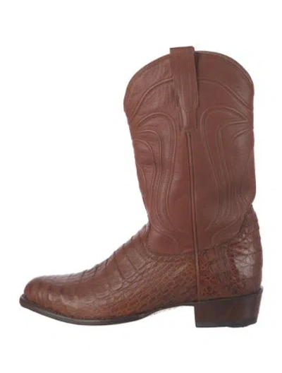 Pre-owned Tecovas Leather Western Boots In Brown
