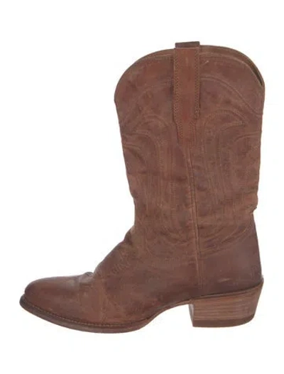 Pre-owned Tecovas Leather Western Boots In Brown