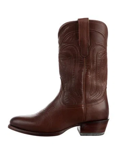 Pre-owned Tecovas Leather Western Boots In Brown