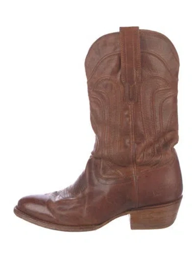 Pre-owned Tecovas Leather Western Boots In Brown