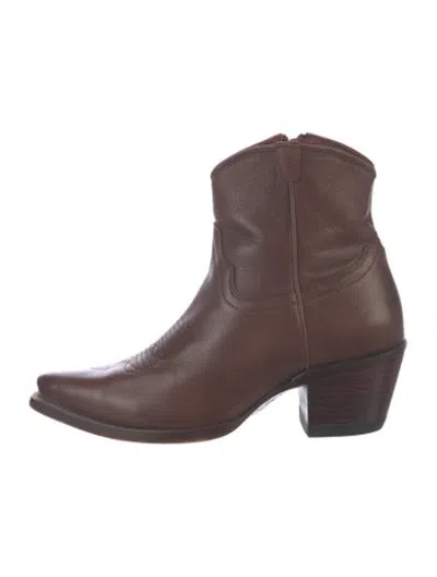 Pre-owned Tecovas Leather Western Boots In Brown