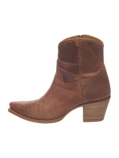 Pre-owned Tecovas Leather Western Boots In Brown