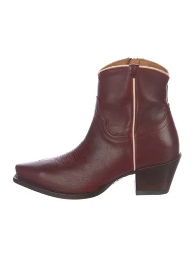 Pre-owned Tecovas Leather Western Boots In Burgundy