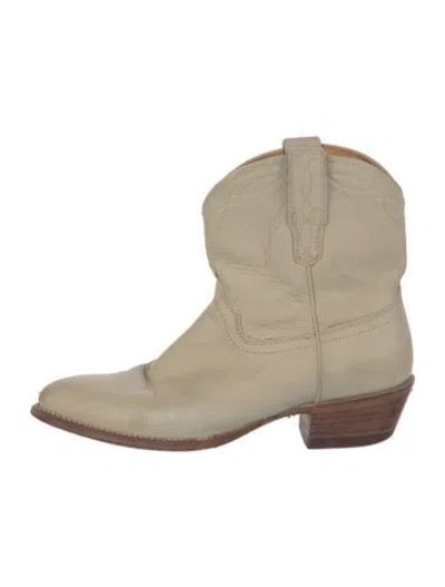 Pre-owned Tecovas Leather Western Boots In Neutral