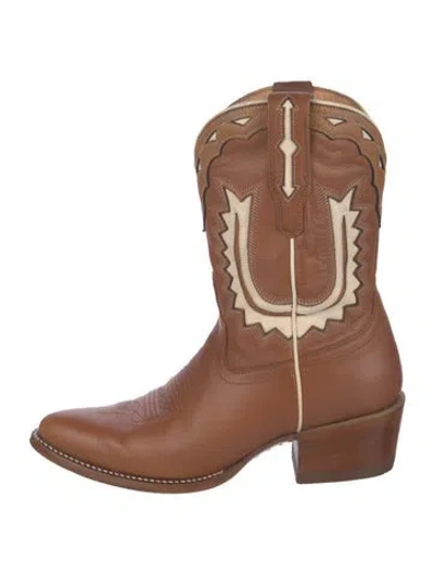 Pre-owned Tecovas Leather Western Boots In Neutral