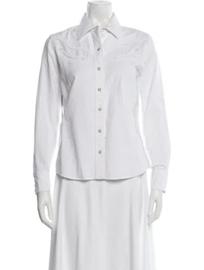 Pre-owned Tecovas Long Sleeve Button-up Top In White