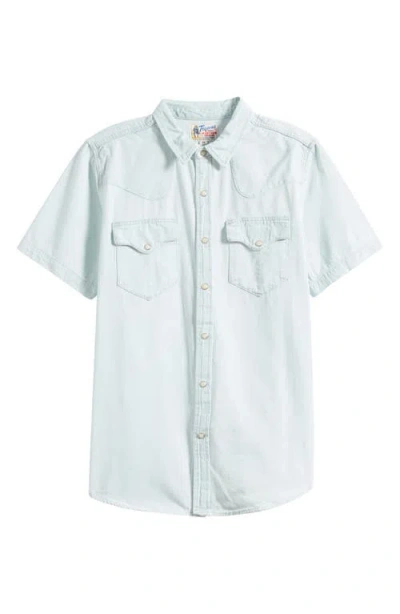 Tecovas Short Sleeve Denim Snap-up Shirt In Blue