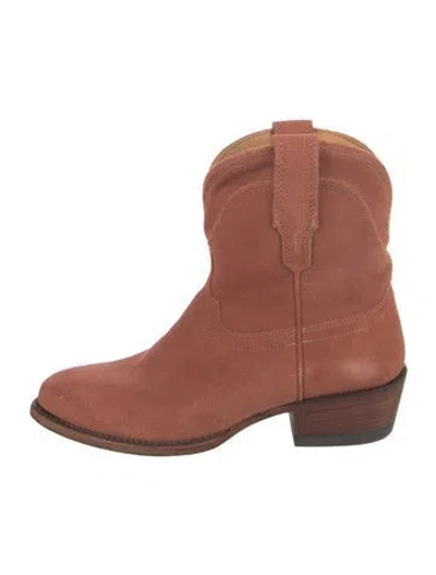 Pre-owned Tecovas Suede Distressed Accents Western Boots In Brown