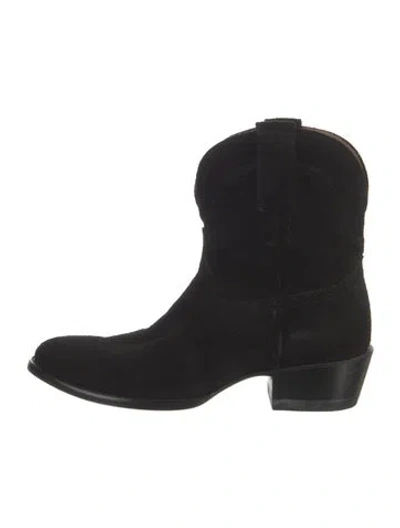 Pre-owned Tecovas Suede Western Boots In Black