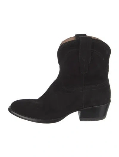 Pre-owned Tecovas Suede Western Boots In Black