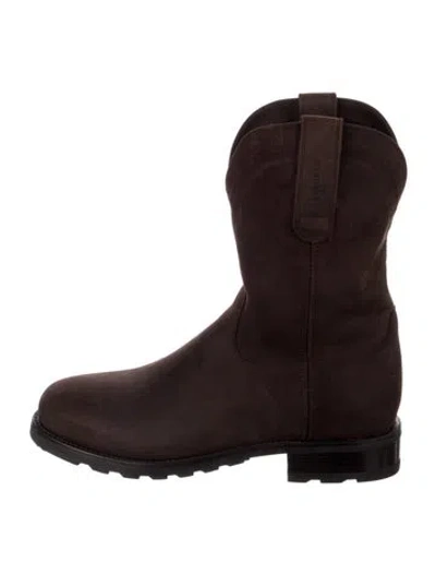 Pre-owned Tecovas Suede Western Boots In Brown