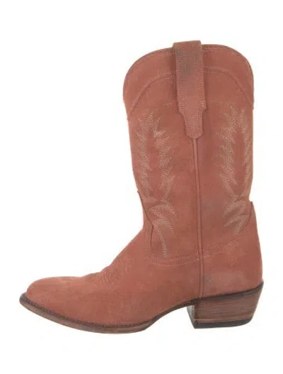 Pre-owned Tecovas Suede Western Boots In Brown