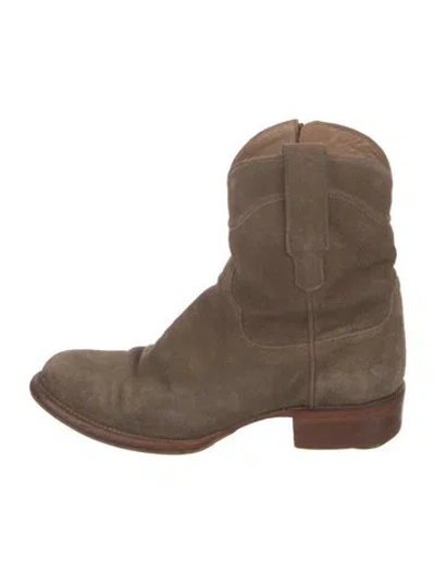 Pre-owned Tecovas Suede Western Boots In Brown