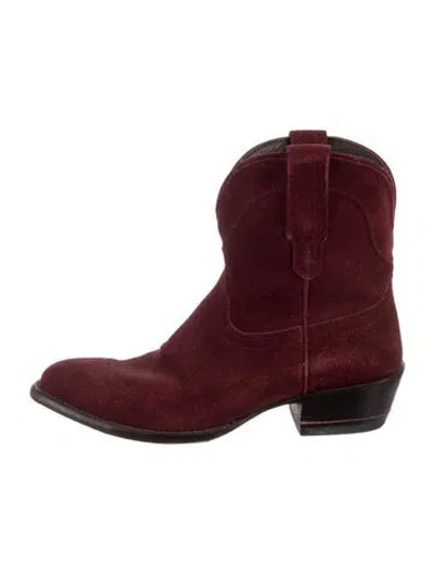Pre-owned Tecovas Suede Western Boots In Burgundy