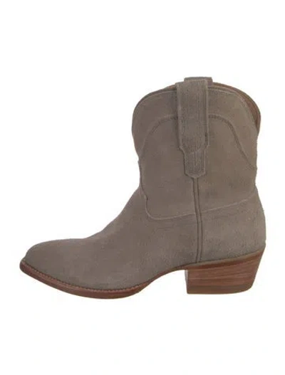 Pre-owned Tecovas Suede Western Boots In Grey