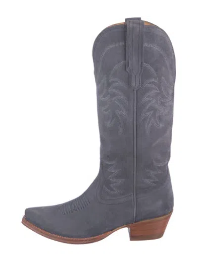 Pre-owned Tecovas Suede Western Boots In Grey
