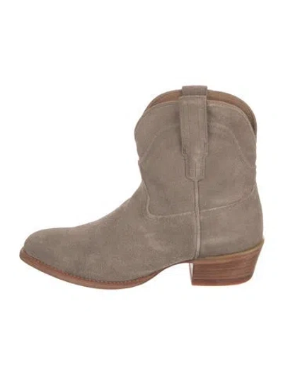 Pre-owned Tecovas Suede Western Boots In Neutral