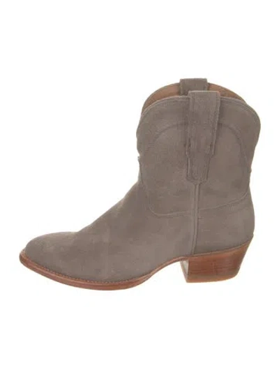 Pre-owned Tecovas Suede Western Boots In Neutral