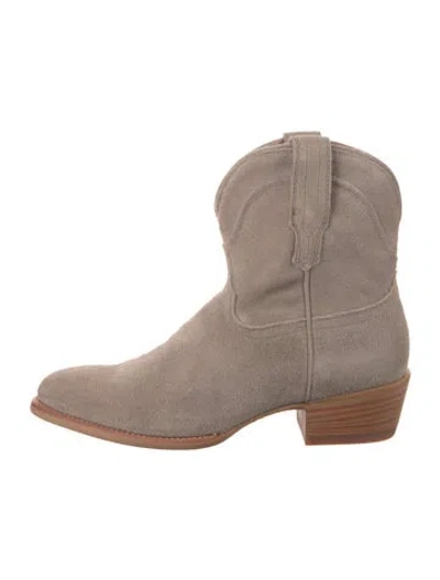 Pre-owned Tecovas Suede Western Boots In Neutral