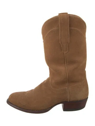 Pre-owned Tecovas Suede Western Boots In Neutral