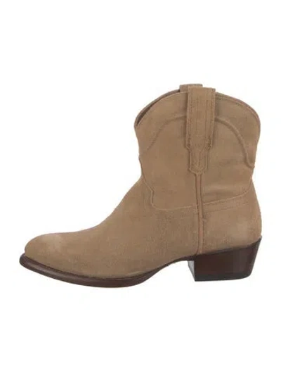 Pre-owned Tecovas Suede Western Boots In Neutral