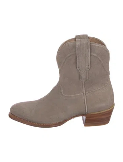 Pre-owned Tecovas Suede Western Boots In Neutral