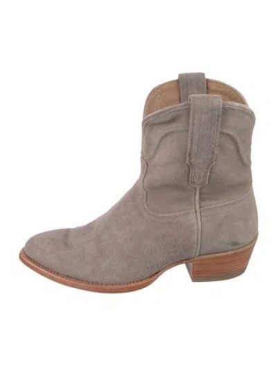 Pre-owned Tecovas Suede Western Boots In Neutral