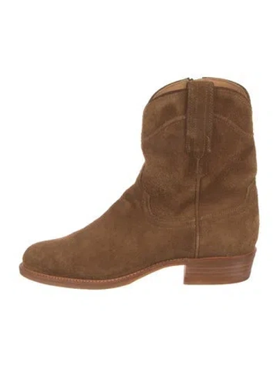 Pre-owned Tecovas Suede Western Boots In Neutral