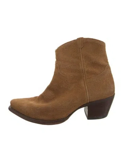 Pre-owned Tecovas Suede Western Boots In Neutral