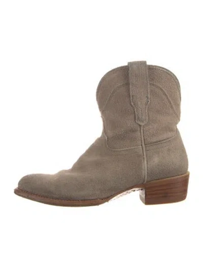 Pre-owned Tecovas Suede Western Boots In Neutral