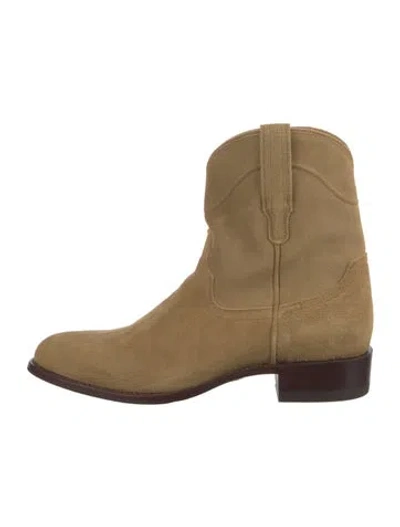 Pre-owned Tecovas Suede Western Boots In Neutral
