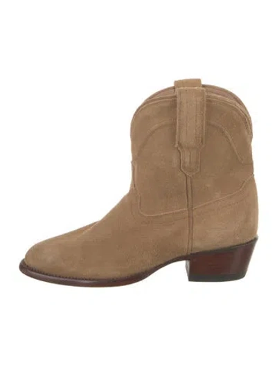 Pre-owned Tecovas Suede Western Boots In Neutral
