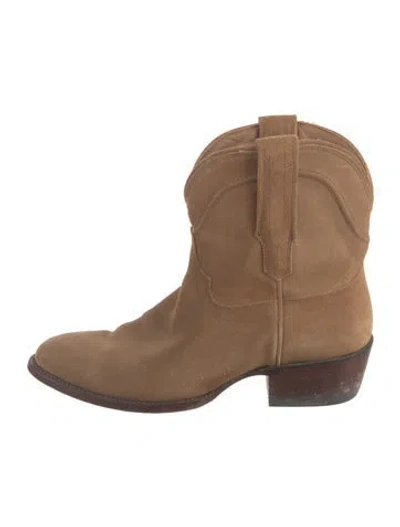 Pre-owned Tecovas Suede Western Boots In Neutrals